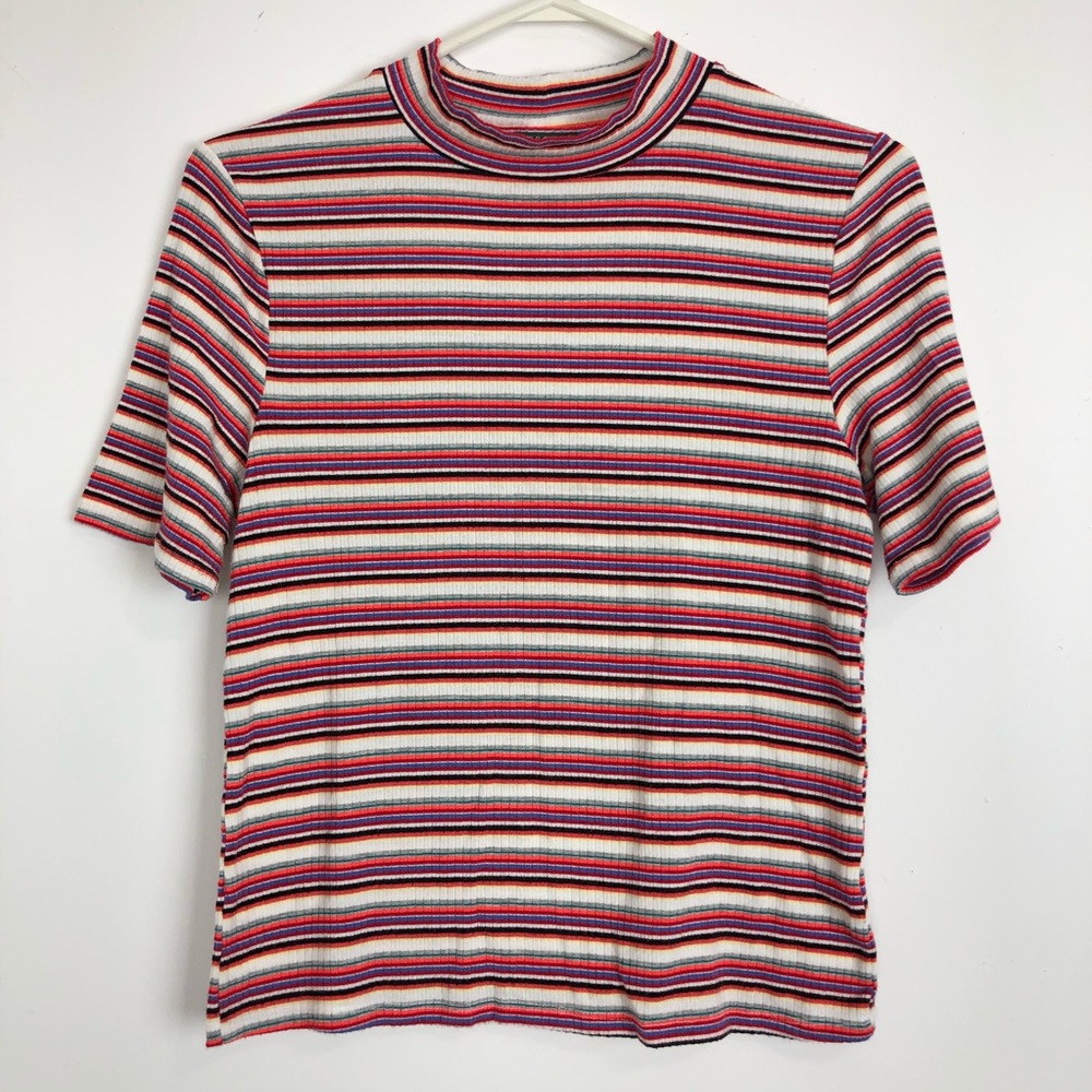 Wild Fable Mock Neck Striped Tee